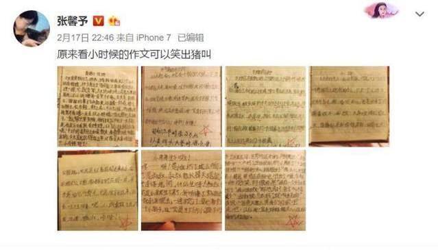 张馨予晒五篇小学作文，自称可以笑出猪叫 张馨予晒五篇小学作文，自称可以笑出猪叫 小学作文